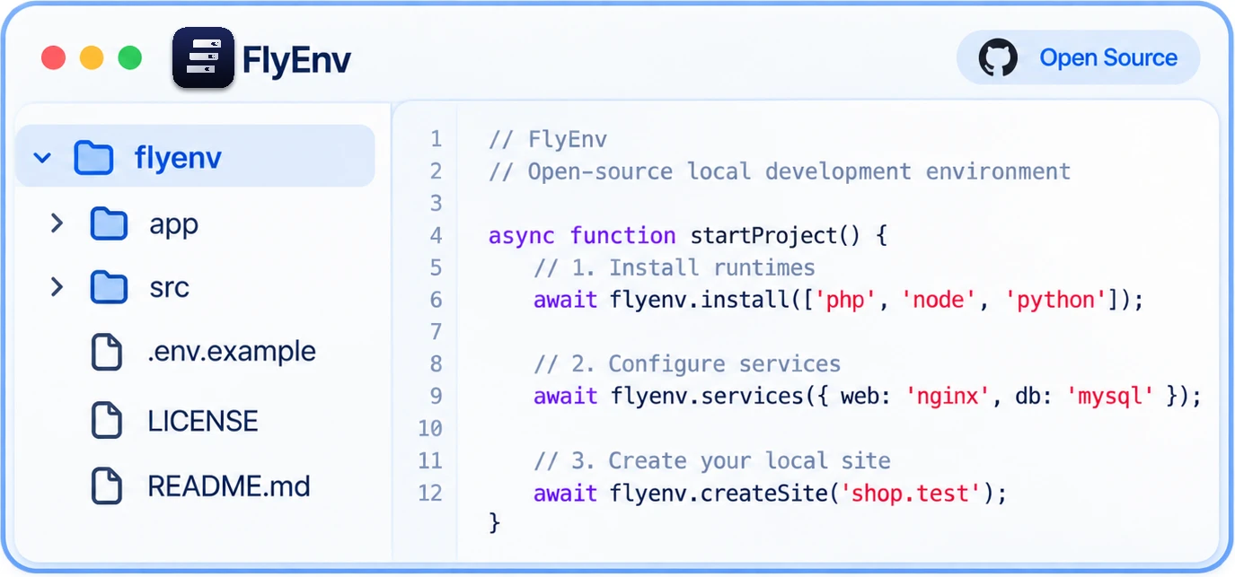 FlyEnv open-source project files and local environment setup code