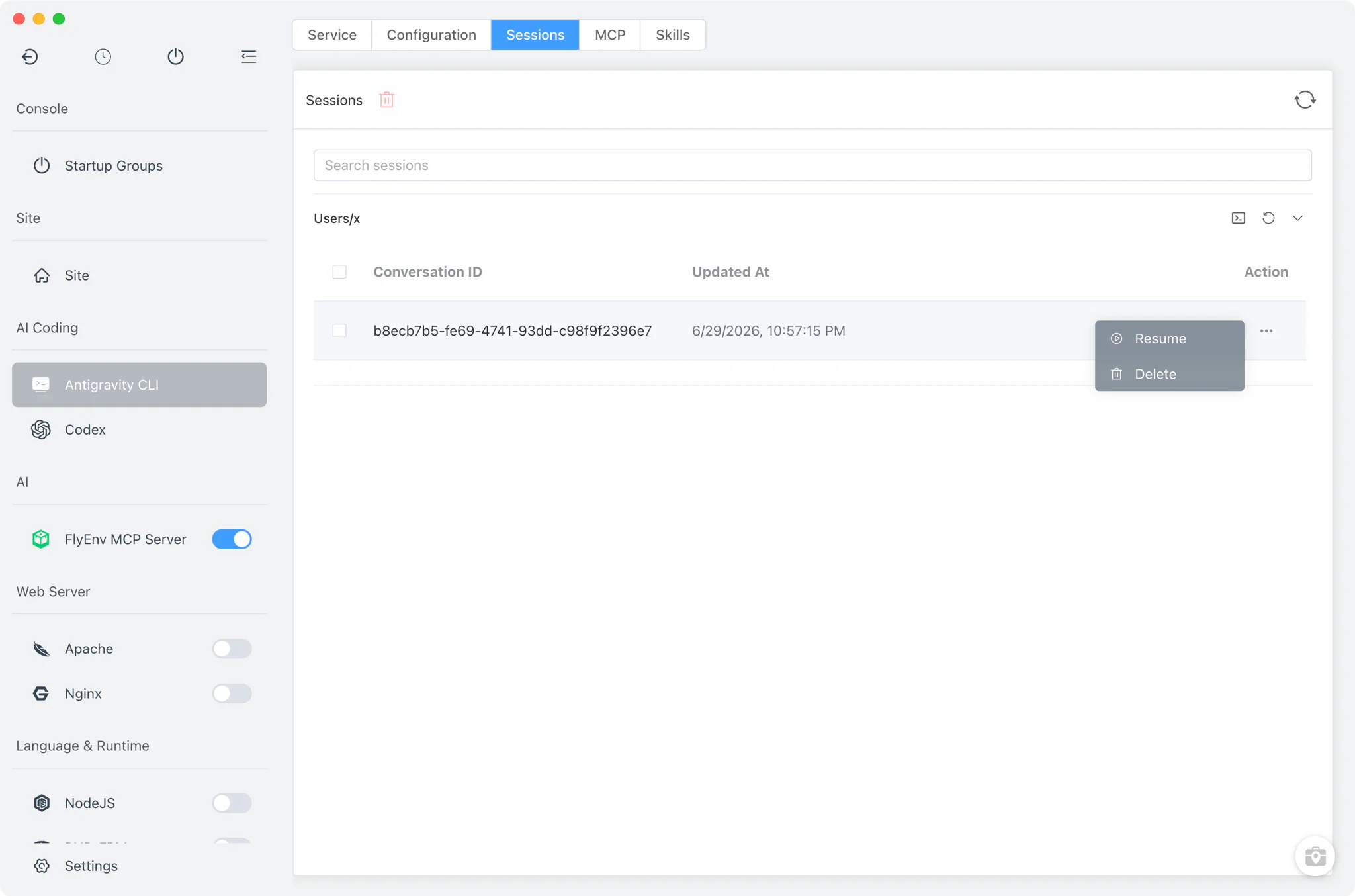 Sessions grouped by working directory
