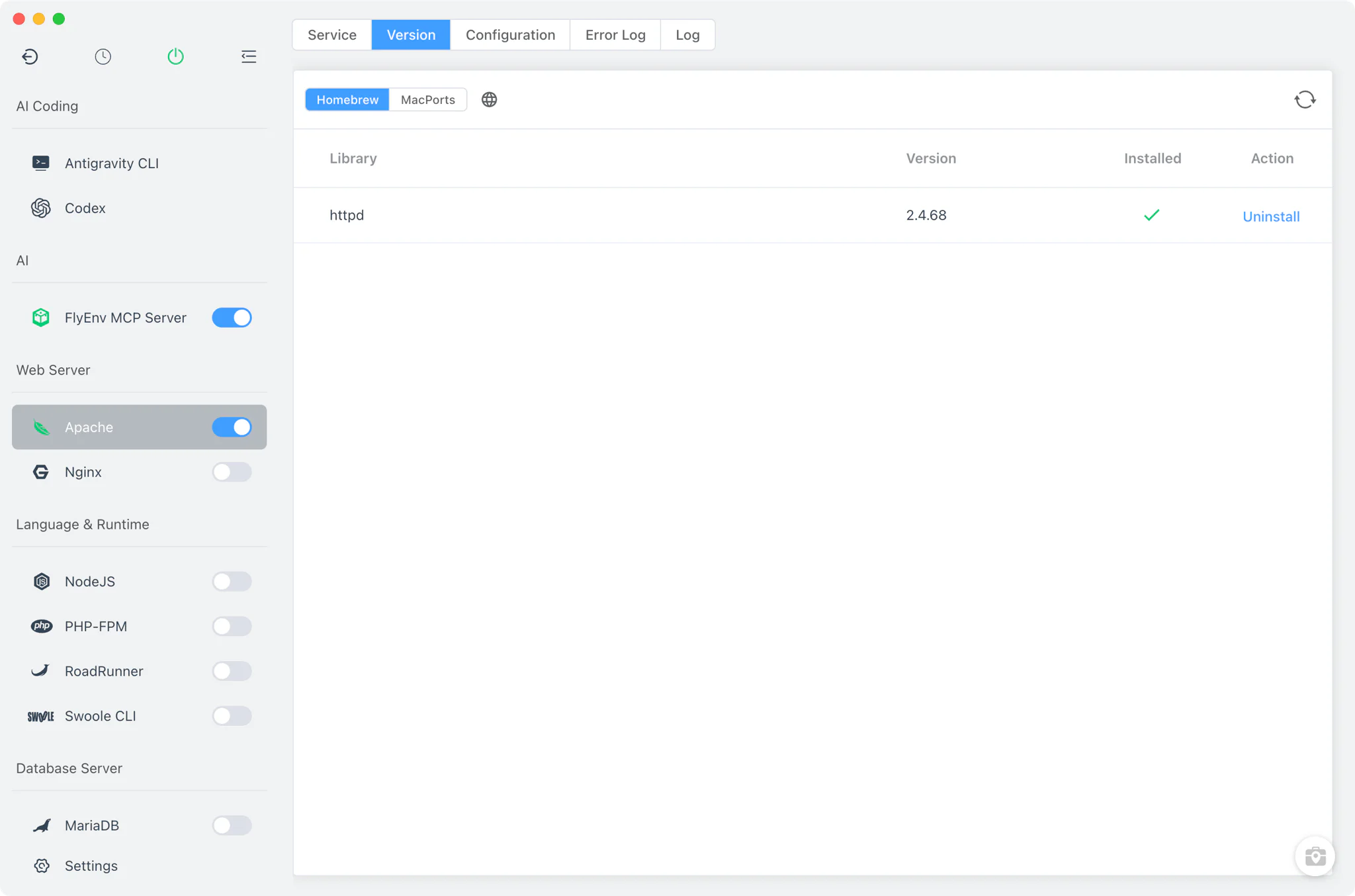 Apache Version Manager with install sources