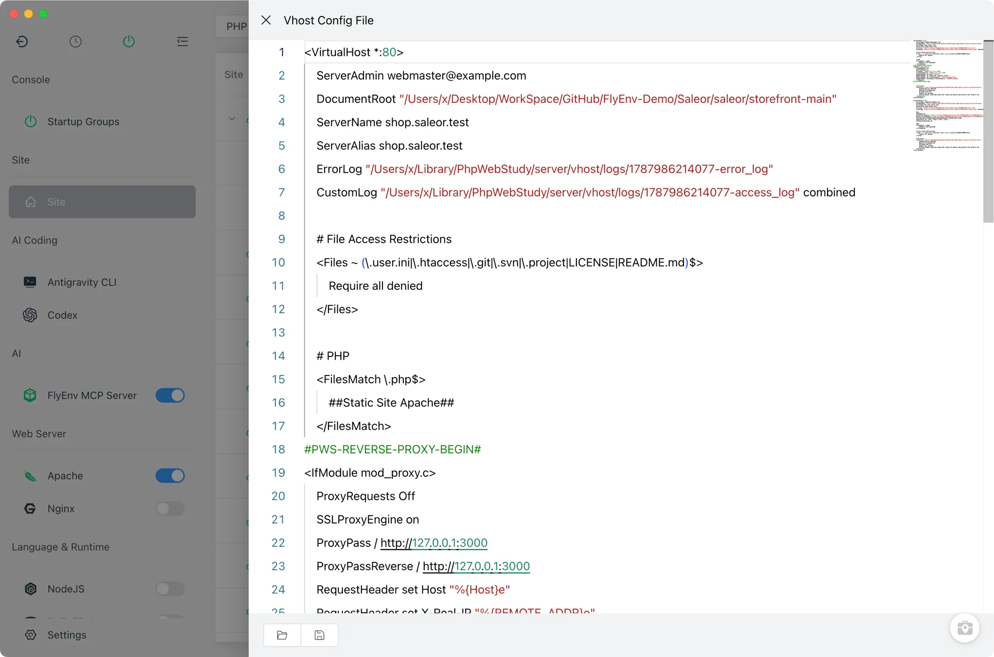 Site vhost and port settings for Apache
