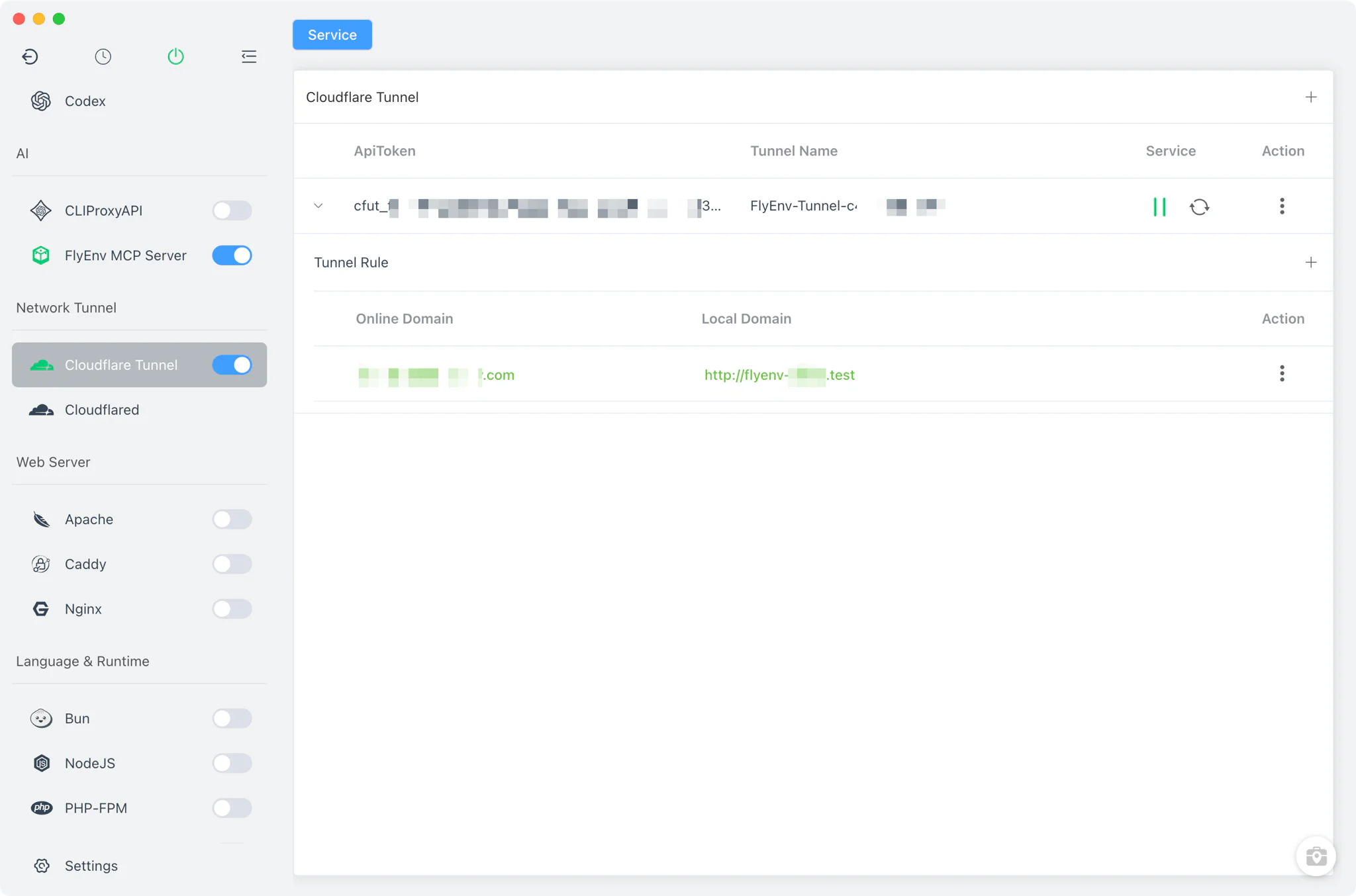 FlyEnv Cloudflare Tunnel module with tunnel list