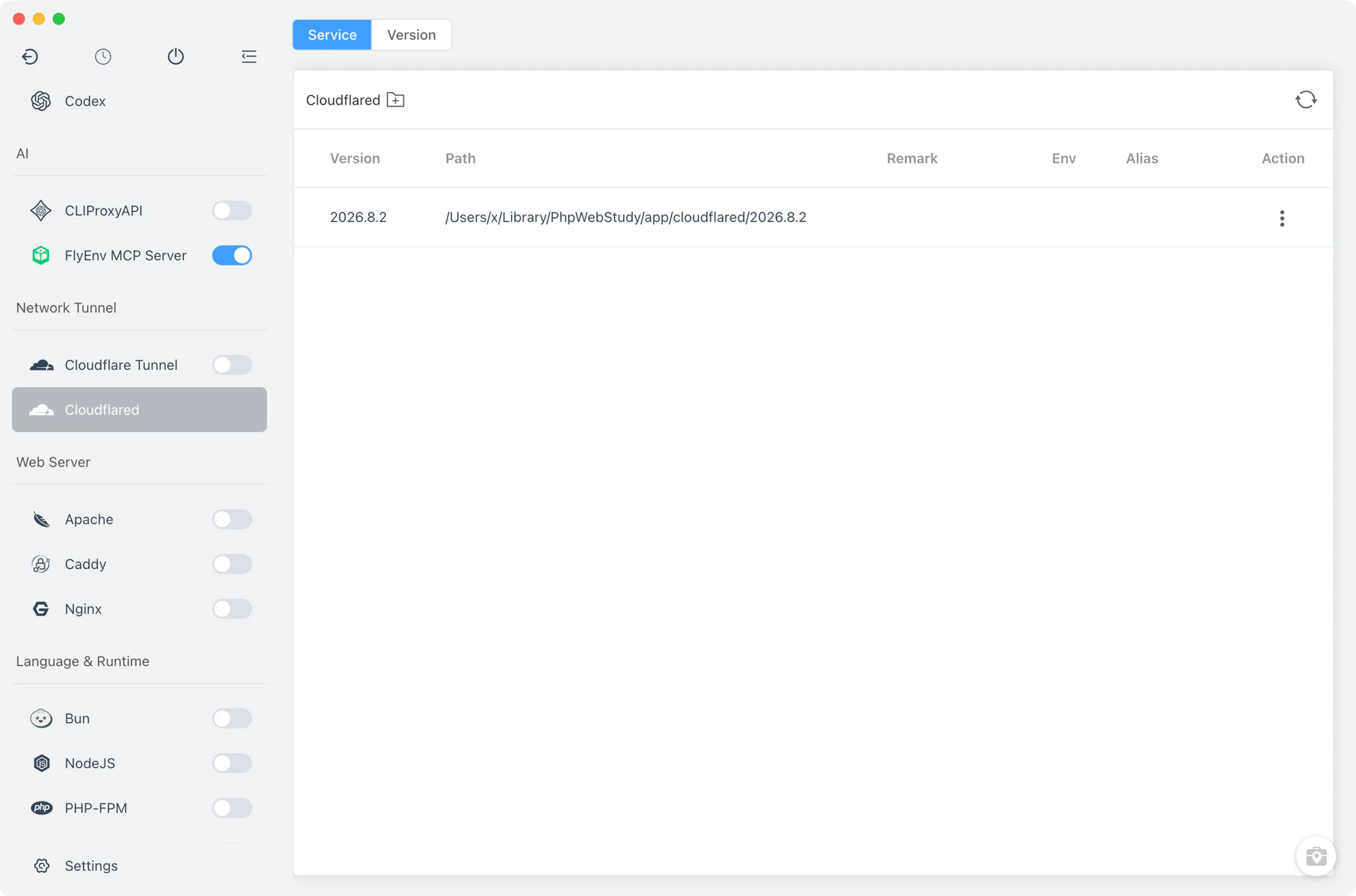 FlyEnv Cloudflared module overview