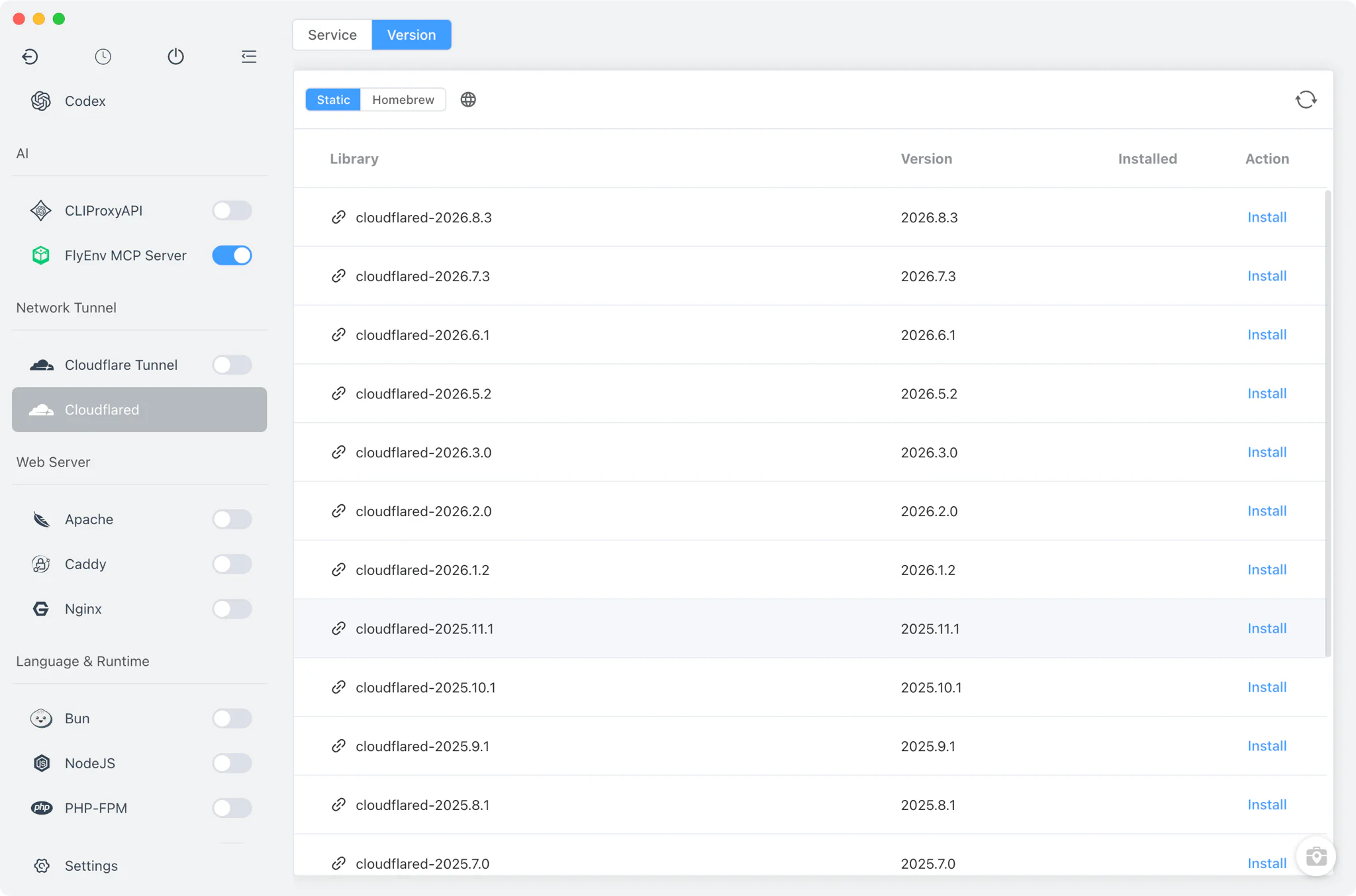 Cloudflared version management