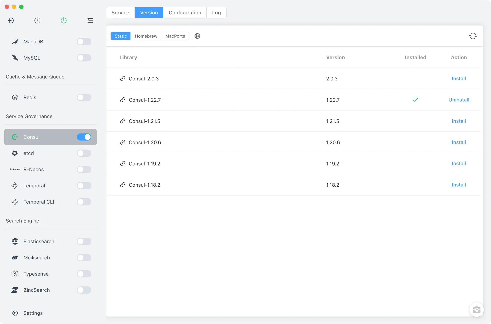 Consul Version Manager with install sources
