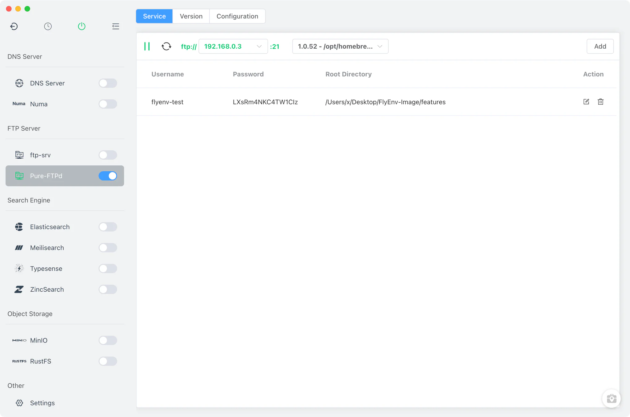 FlyEnv FTP server module overview