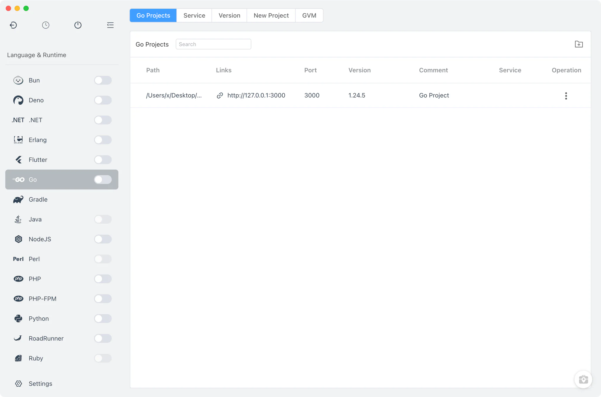 FlyEnv Go module overview