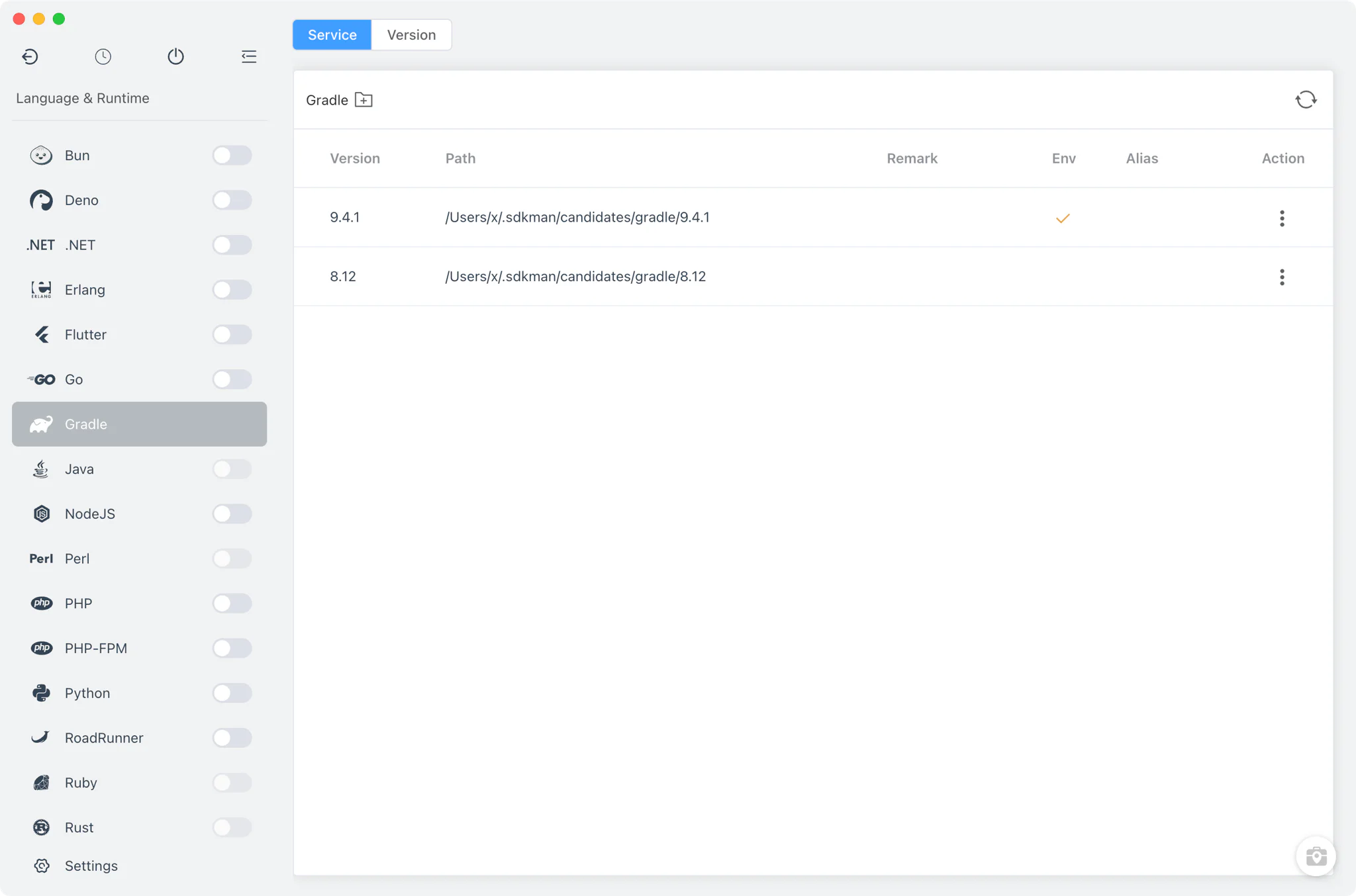 FlyEnv Gradle module overview