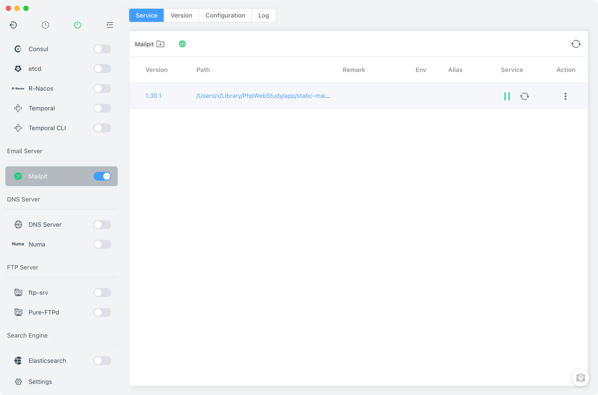 FlyEnv Mailpit module overview