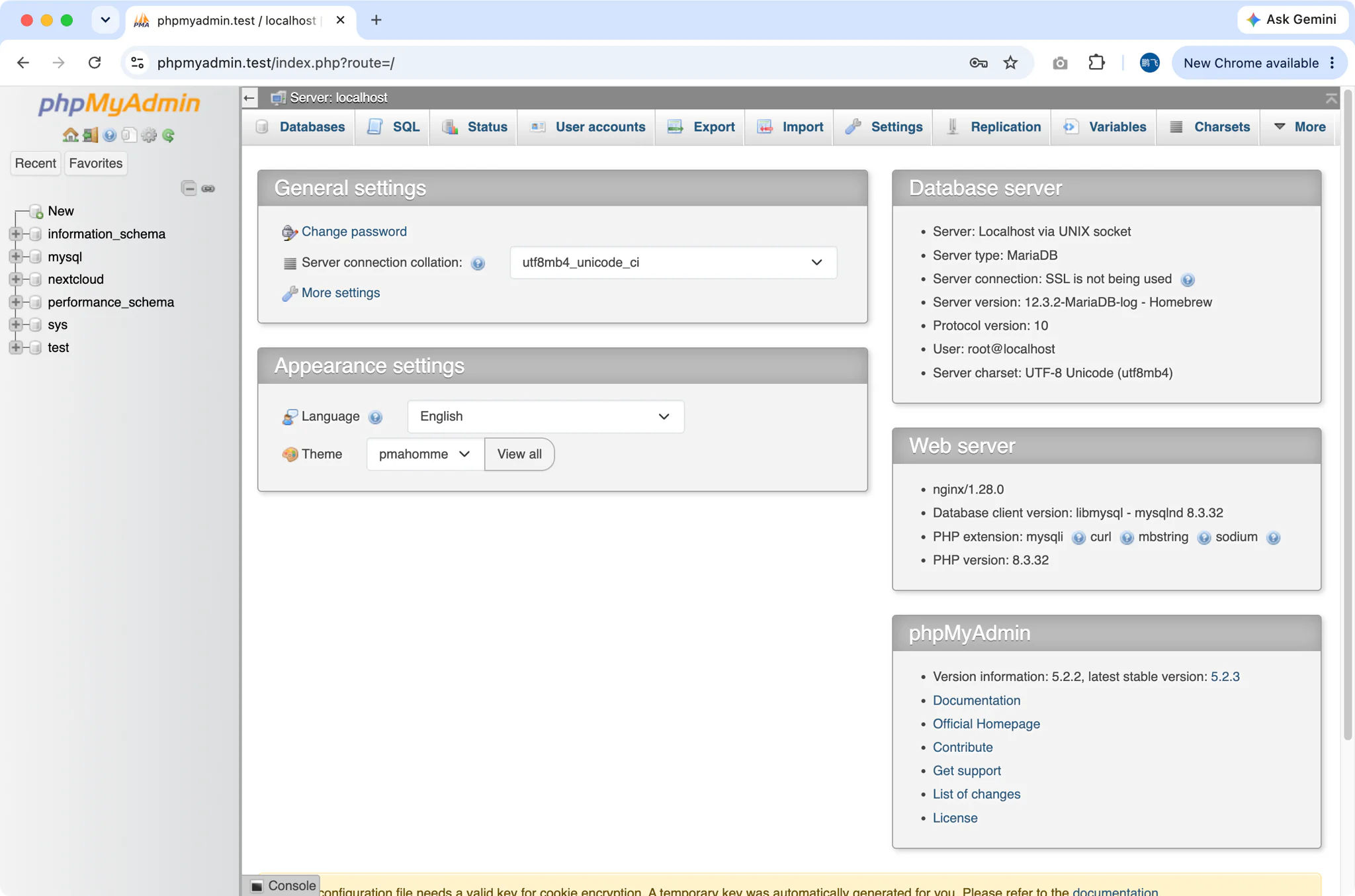 Setting up phpMyAdmin from the MariaDB module