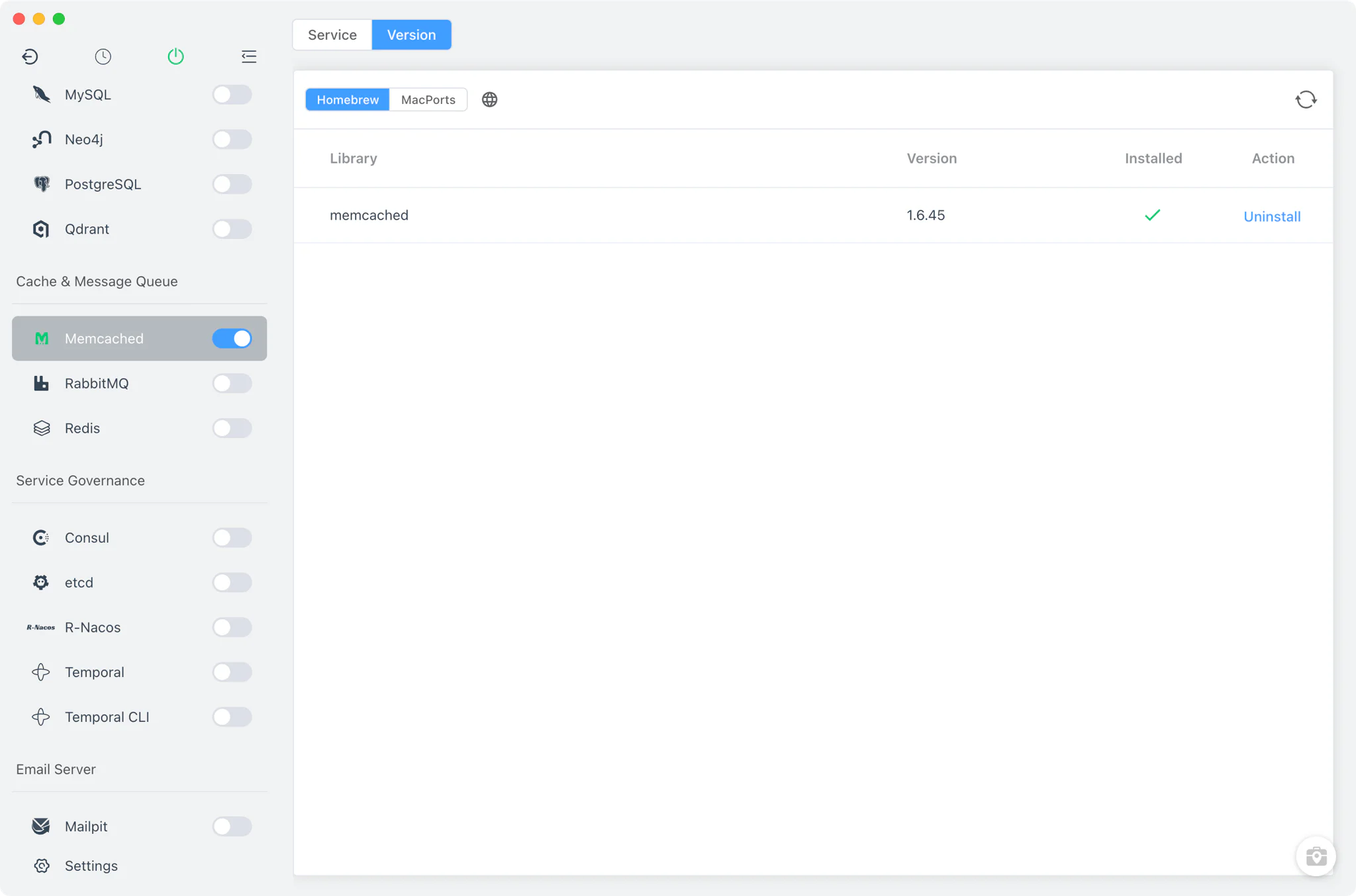 Memcached Version Manager with install sources