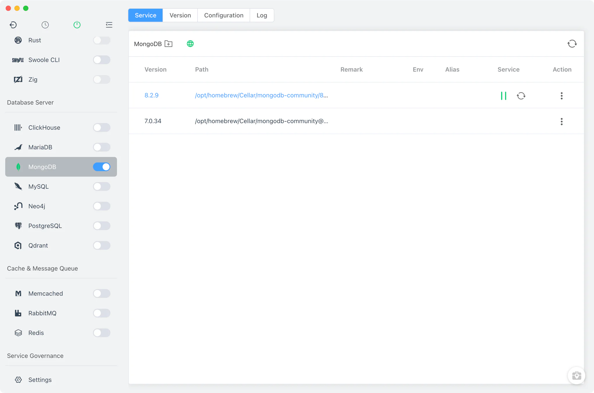 FlyEnv MongoDB module overview