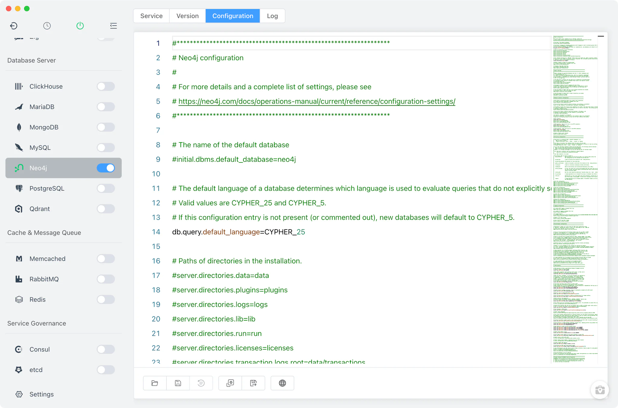 Editing neo4j.conf in the raw config editor