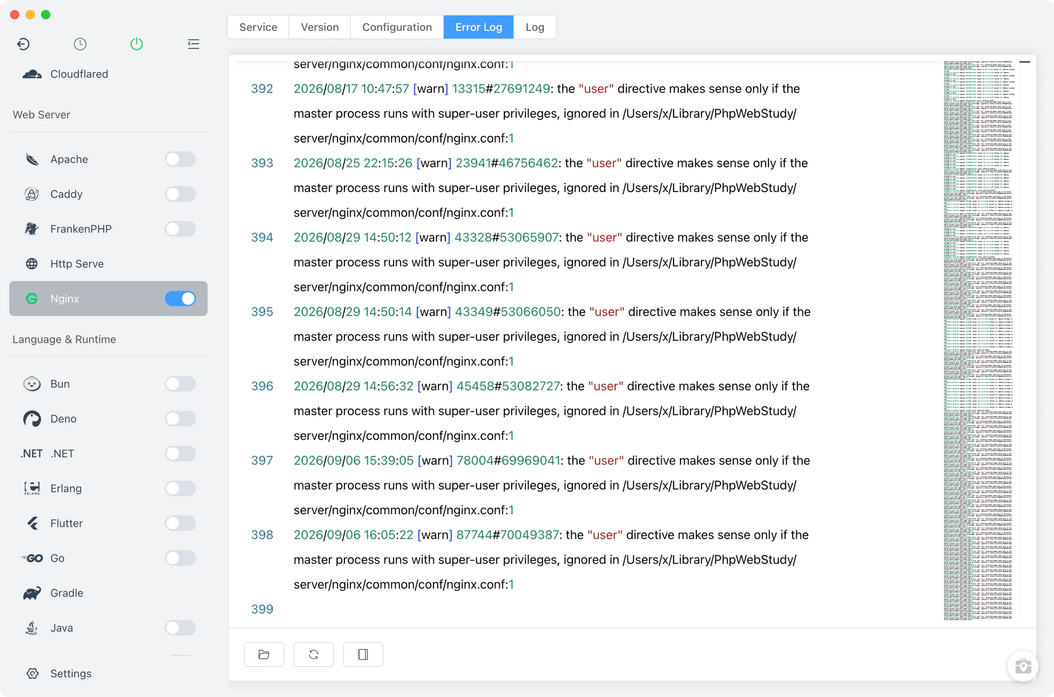 Nginx error and access log viewers