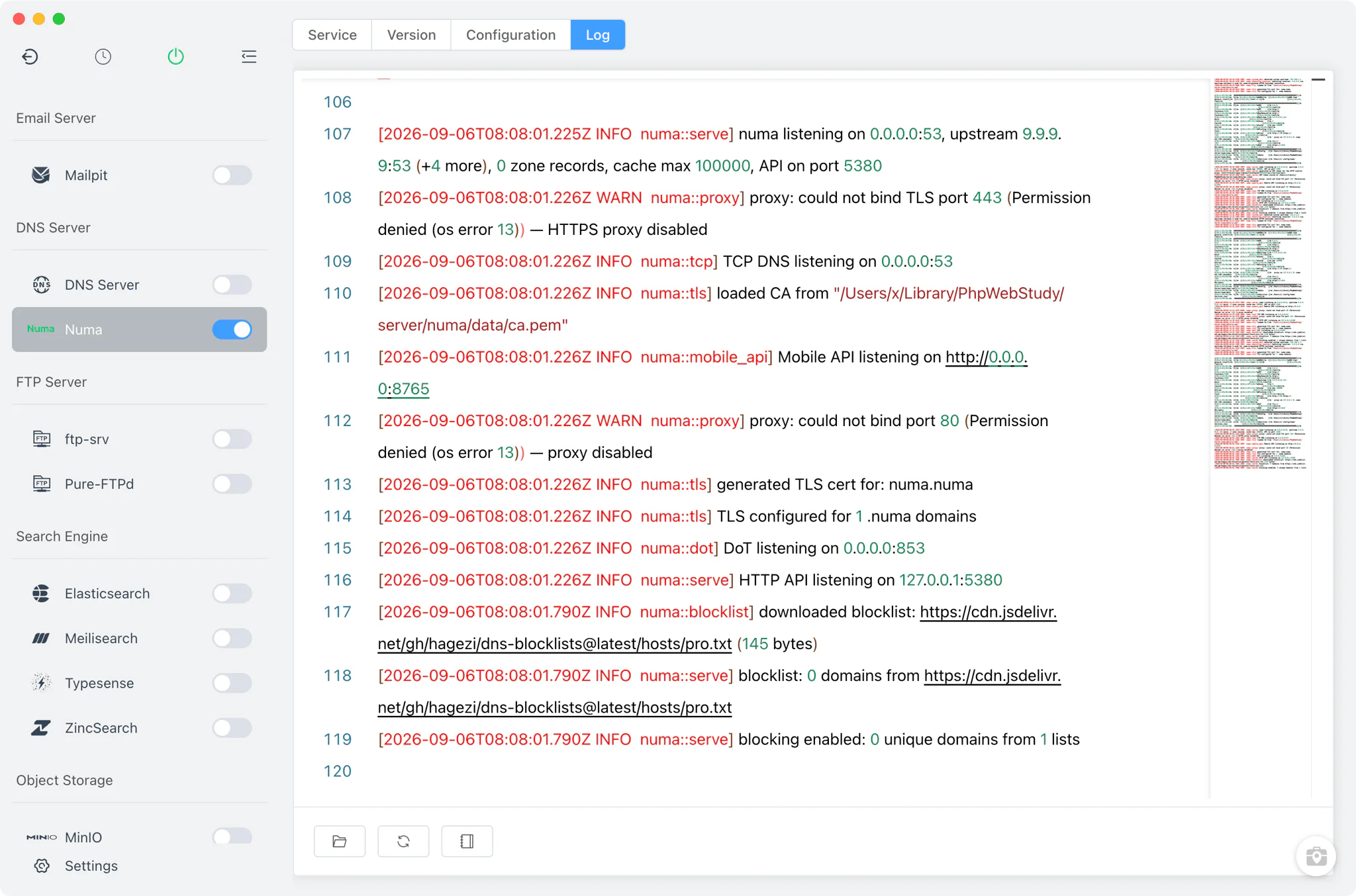 Numa Logs