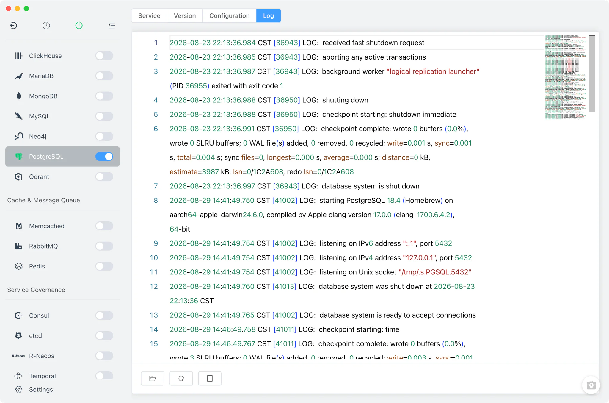 Penampil pg.log PostgreSQL