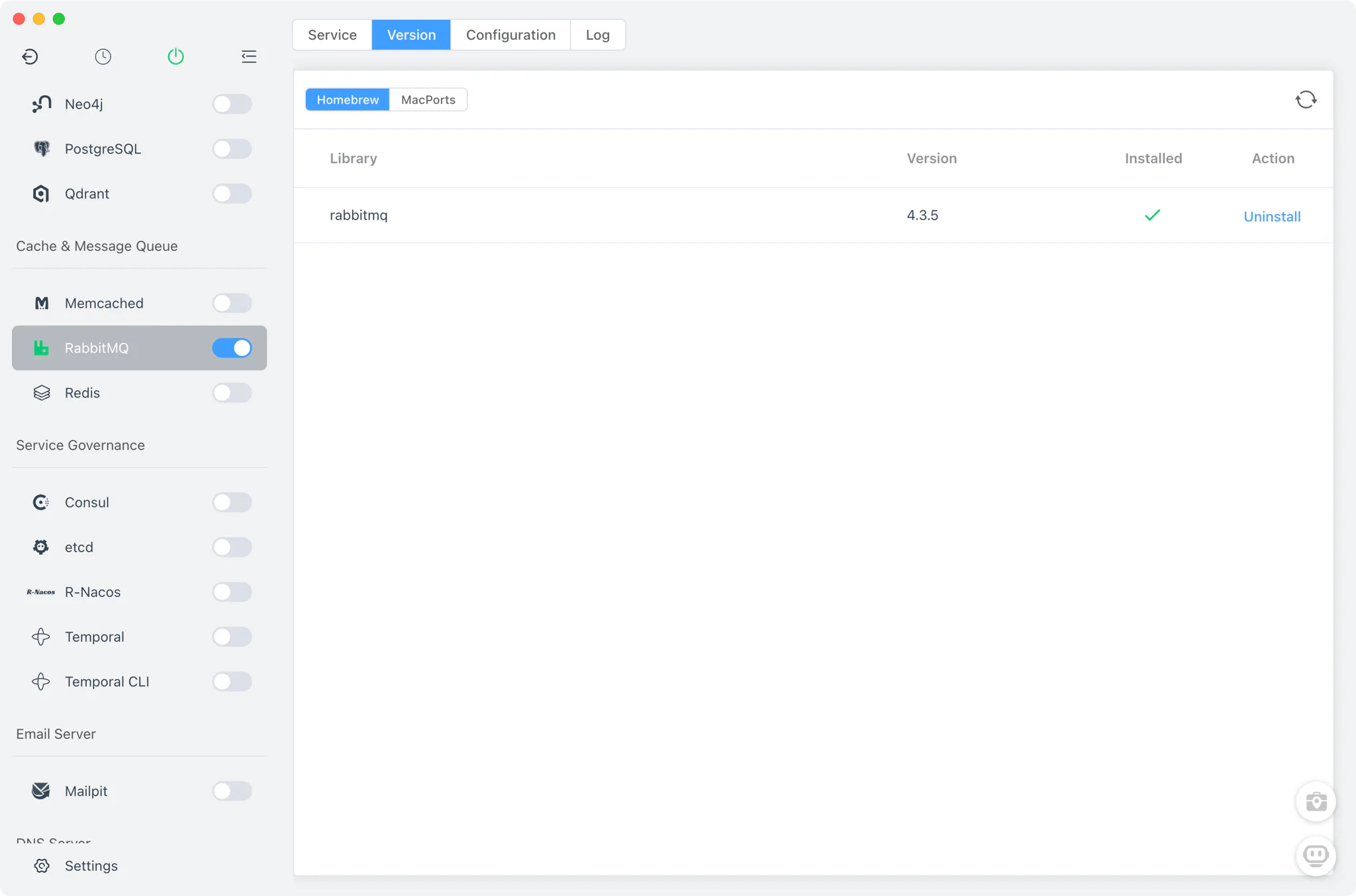 RabbitMQ Version Manager with install sources