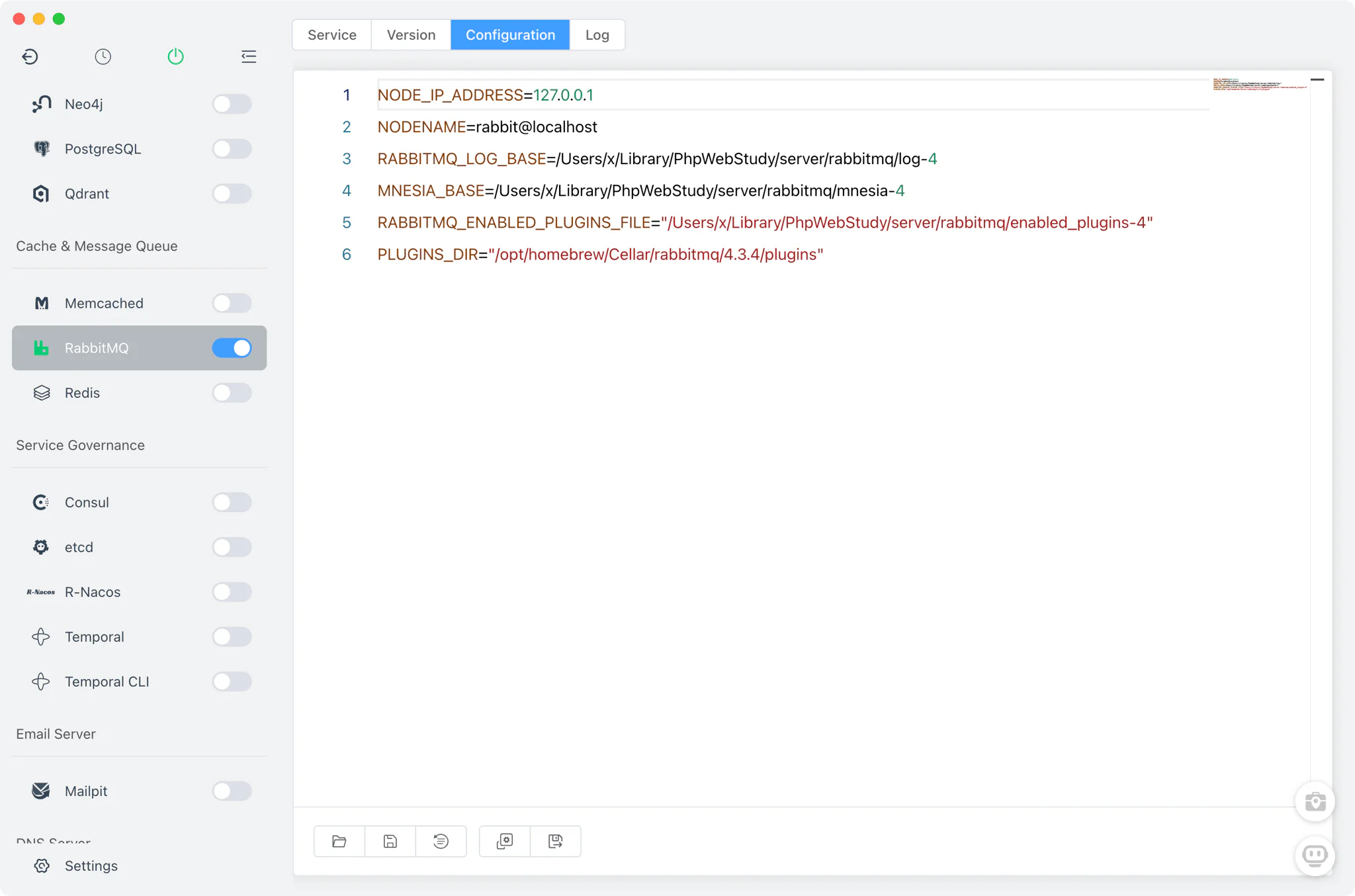 RabbitMQ config file editor