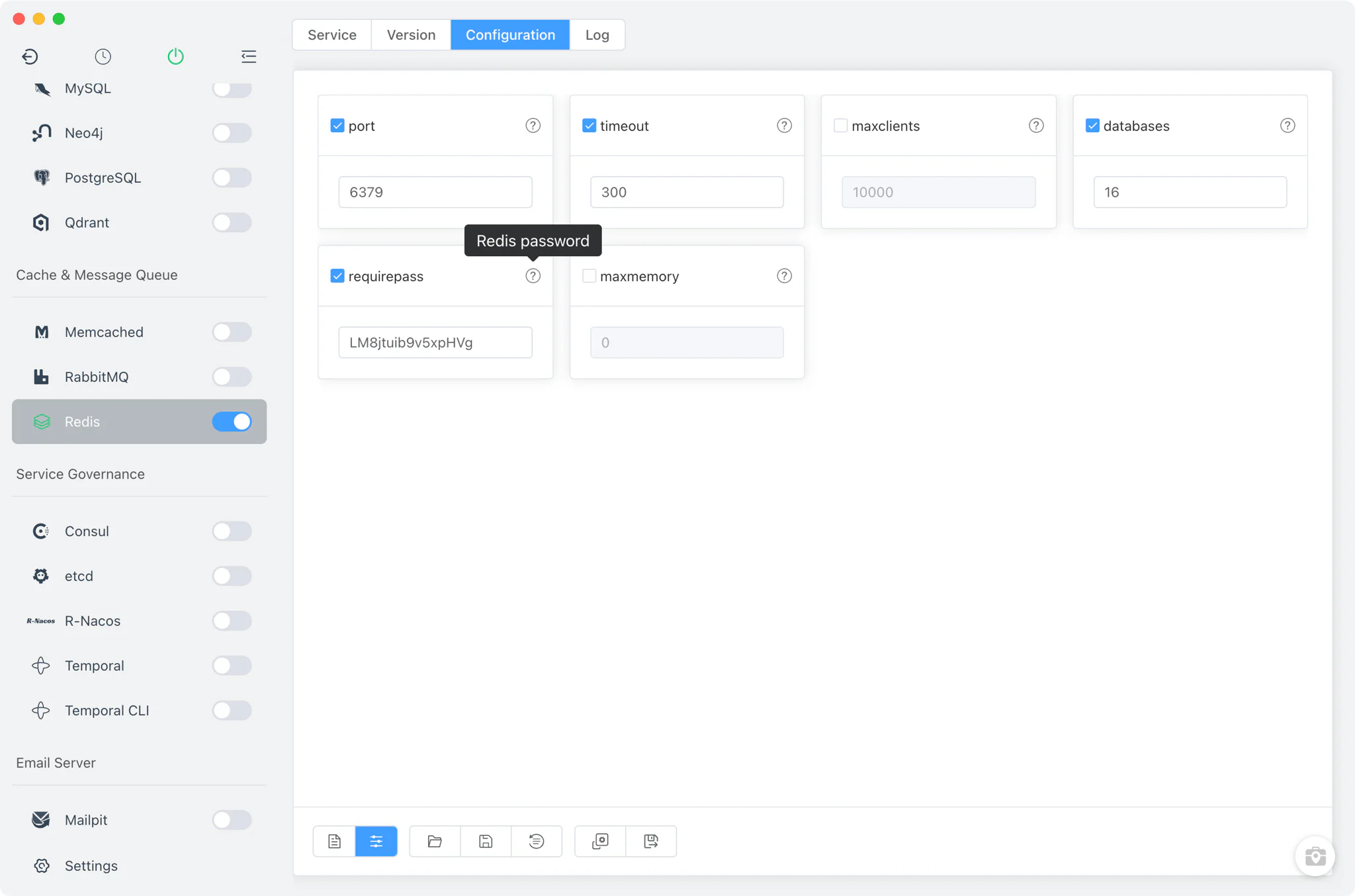 Redis config file with common settings form