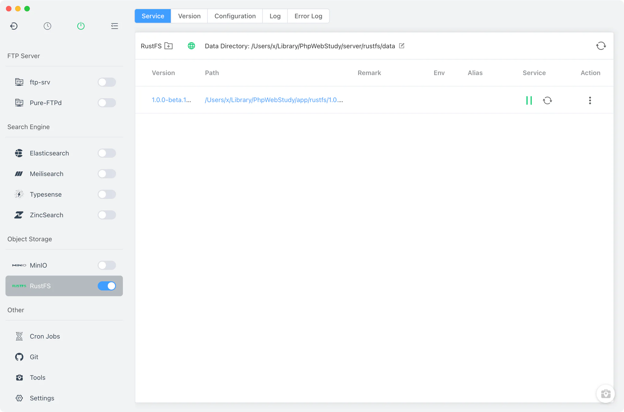 FlyEnv RustFS module overview