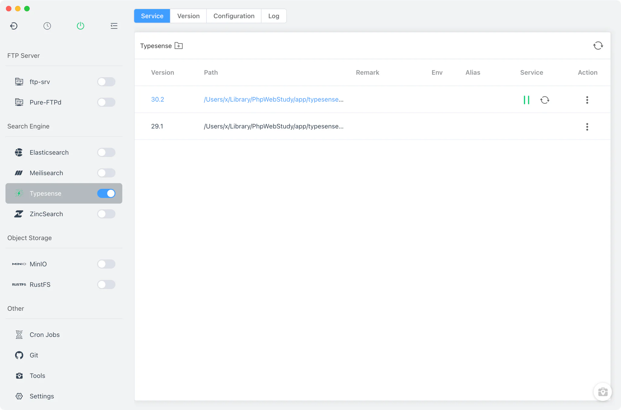 FlyEnv Typesense module overview