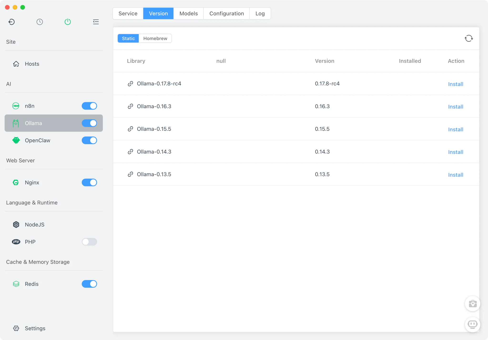 Ollama module in FlyEnv