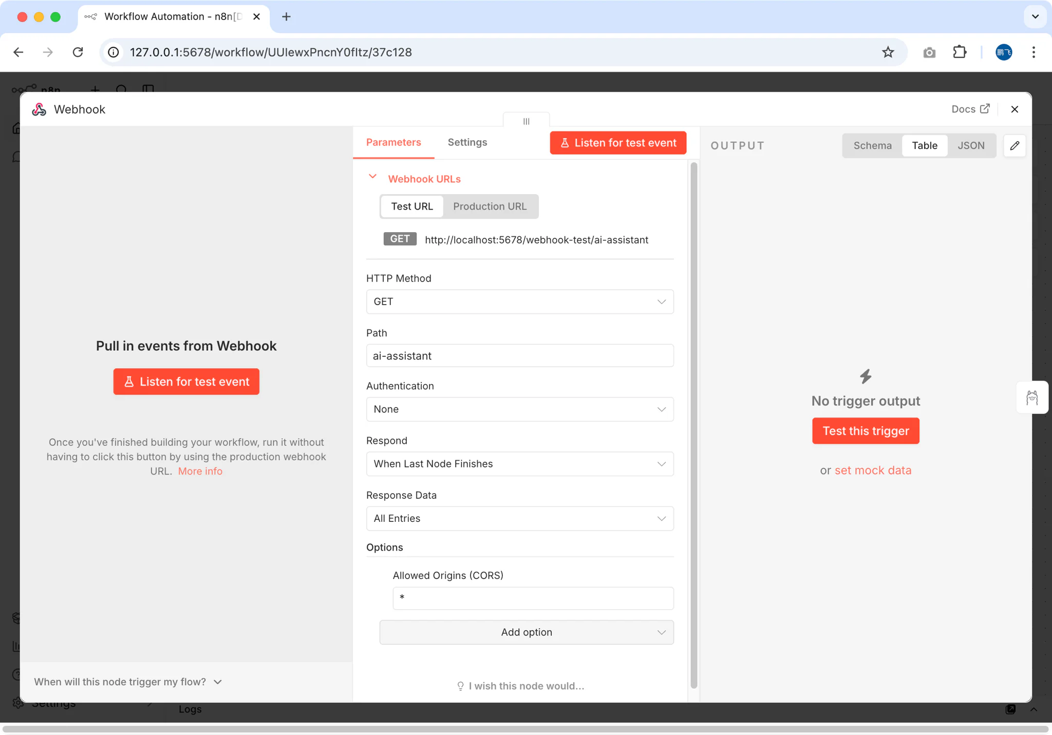 Webhook configuration